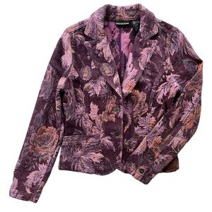 DKNY Jeans Women’s Sm Pink Purple Floral Brocade Jacquard Blazer Jacket KCMU4624